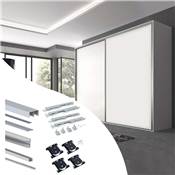Kit ferrures Placard 90 2 portes coulissantes armoire f. souple profilé Vall ép. 19mm mat