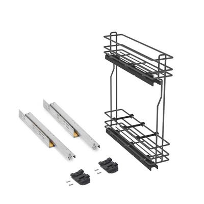 Porte-bouteilles latéral extractible fermeture amortie mod. 150mm acier Anthracite