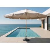 Parasol professionnel droit rond diamètre 500cm mât 80mm blanc tissus blanc