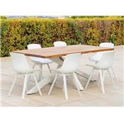 2 Fauteuils à manger Finition Aluminium et Résine tissus blanc
