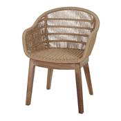 Lot 2 chaises bois et corde synthétique méditerranéen naturel