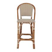 Lot 2 Tabourets hauts rotin style bistrot beige