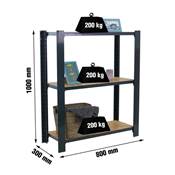 Étagère en métal anthracite osb 3 étagères 200 kgs dim.1000x800x300mm sans vis