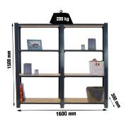 Étagère en métal anthracite osb 8 étagères 200 kgs dim.1500x1600x300mm sans vis