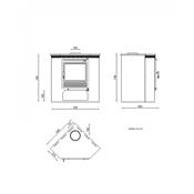 M-105 Poêle à bois en acier à double combustion 10 Kw 720x720x565 mm