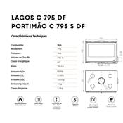 Insert cheminée bois LAGOS-C-795-DF, 7KW, ventilation, dble face