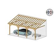 Abri 1 pente Adossé Bois Douglas France Carport Auvent voiture 400x1050cm H 250cm