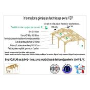Abri 2 pentes Bois Douglas France Carport Auvent voiture 400x1100cm max H 250cm