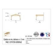 Abri 2 pentes Adossé Bois Douglas France Carport Auvent voiture 550x400cm H 250cm