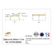 Abri 2 pentes Faitage Décalé Adossé Bois Douglas France Carport Auvent voiture 550x750cm H 250cm