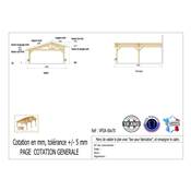 Abri 2 pentes Faitage Décalé Adossé Bois Douglas France Carport Auvent voiture 600x700cm H 250cm