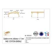 Abri 2 pentes Faitage Décalé Adossé Bois Douglas France Carport Auvent voiture 650x700cm H 250cm