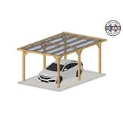 Abri Toit Plat Bois Douglas France Carport Auvent voiture 350x550cm H 250cm