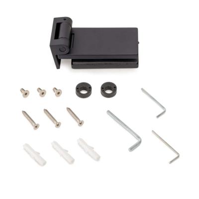 Charnière porte verre garniture charnière hor. embout 40mm porte 8-12mm alu. acier peinte noir