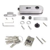Serrure porte verre cadre bois cylindre clés porte verre 8-12mm acier alu. anodisé mat