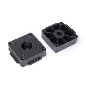 Kit pieds Vérins Bone base carrée meubles haut. 100mm réglable 98-140mm plastique Noir