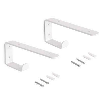 Jeu supports étagères bois Shelf cintre intégré Acier blanc