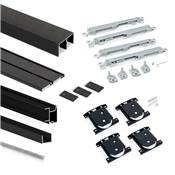 Kit quincaillerie armoire 2 portes coulissantes f. souple Placard 74 poignée Sharp ép. 19mm Noir