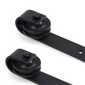Kit quincaillerie porte coulissante suspendue bois Barn Sans fermeture souple Acier plastique noir