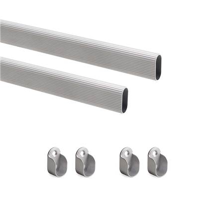 Lot 2 rails 0,75 m supports alu. Zamak Anodisé mat