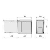 Poubelles recyclage la cuisine 2 x 14L fixation inf. extraction auto. Acier plastique Anthracite
