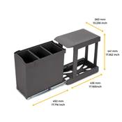 Poubelles recyclage la cuisine 3 x 10L fixation inf. extraction auto. Acier plastique Anthracite