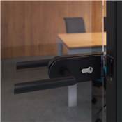 Poignées serrures portes verre intérieur Modèle L-R alu. Noir