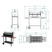 Barbecue charbon de bois 80 cm sur chariot roulant et élevateur