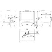 Poêle à bois de face avec pieds 17kw fonte bûches 62cm sortie 150mm