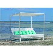Lit de jardin Balinaise Finition blanc Tissus blanc, 2 places,TEXAS-195-SINCORTINAS