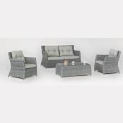 Salon de jardin Sofa RAVELLA-7, 4 à 5 places résine grise panaché tissus gris