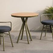 Ensemble bistrot 2 fauteuils table ronde diam 90cm vert gris foncé impermeable