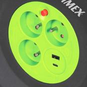 Enrouleur électrique 3200w 25m 3x1,5 3 prises 1 prise USB 1 prise USB-C