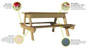 Table de pique-nique en bois avec bac à sable,  Dim.90x91x50cm, âges 3 à 12 ans
