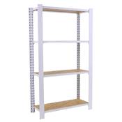 Étagère en métal blanc osb 4 étagères charge 200 kgs dim.1500x800x300mm sans vis