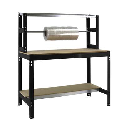 Établi métal anthracite bois capacité charge 600 kgs dim.1445x1510x760mm à visser