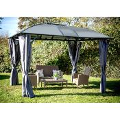 Pergola Gloriette aluminium 4 pentes gris anthracite 10,8 m2