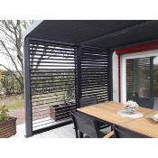 Pergola bioclimatique aluminium anthracite 10.80 m² ventelles petit côté