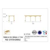 Abri Toit Plat Bois Douglas France Carport Auvent Camping-car 350x950cm H 320cm