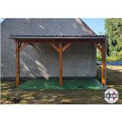 Abri 1 pente Adossé Bois Douglas France Carport Auvent voiture 300x750cm H 250cm