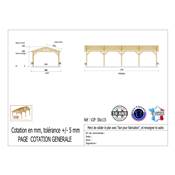 Abri 2 pentes Bois Douglas France Carport Auvent voiture 500x1150cm H 250cm
