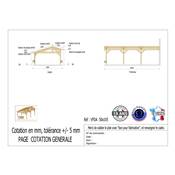 Abri 2 pentes Faitage Décalé Adossé Bois Douglas France Carport Auvent voiture 500x1050cm H 250cm