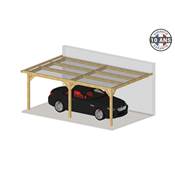 Abri Toit Plat Adossé Bois Douglas France Carport Auvent voiture 500x450cm H 250cm