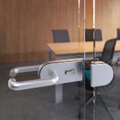 Kit serrure gâche doubles loquet horizontal porte verre 8-12mm acier alu. anodisé mat