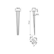 Lot 4 pieds Hairpin 3 fils par table haut. 710mm Acier blanc