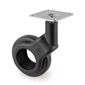 Lot 4 roulettes Hole 2 plétine montage diam. 60mm Acier plastique noir