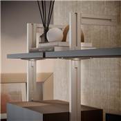 Kit fixation 4 étagères bois 1 tringle suspension 1m long Zero alu. Zamak plastique gris pierre