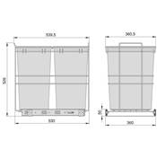 Poubelle recyclage montage inf. extraction manuelle cuisine Recycle 2x35L Anthracite