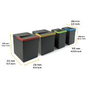 Poubelles pour tiroir de cuisine Recycle, Hauteur 266mm