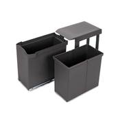 Poubelles recyclage la cuisine 1 x 30L fixation inf. extraction auto. Acier plastique Anthracite
